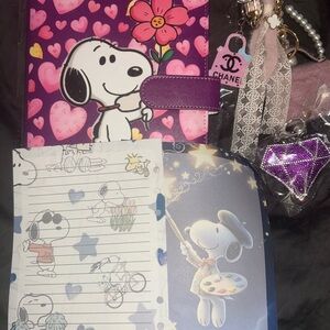 Snoopy Pink & Purple Heart Stationery